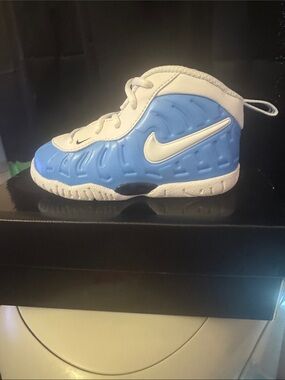 Nike Foam Posites Kids Light Blue and White High-Top Sneakers